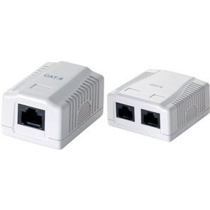 LogiLink Aufputzdose Kat.6, 2 x RJ45, reinweiß RAL9010 zur 