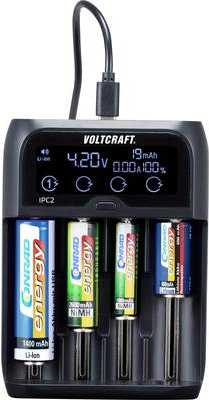 VOLTCRAFT IPC-2 NiMH, NiCd, LiIon, LiFePO Mini (AAAA), Micro (AAA), Mignon (AA), Baby (C), Sub-C, A, 10440, 14500, 14650, 16340, 17355, 17500, 17650, 17670 (IPC-2)