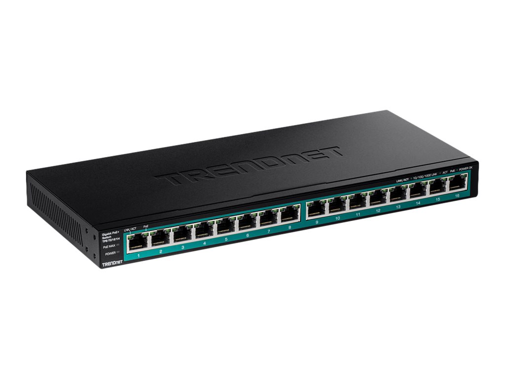 TRENDnet TPE TG161H 16-Port Gigabit PoE+ Switch Schwarz