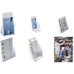 helit Tisch-Prospekthalter, DIN A4 hoch, 4 Fächer, glasklar aus Acryl, Maße: (B)230 x (T)170 x (H)345 mm (H2352402)