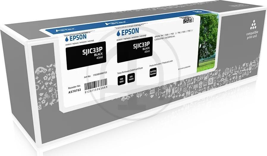 ASTAR AS70752 ASTAR EPSON SJIC33P(K) TM Tinte - black rebuilt Chip (AS70752)