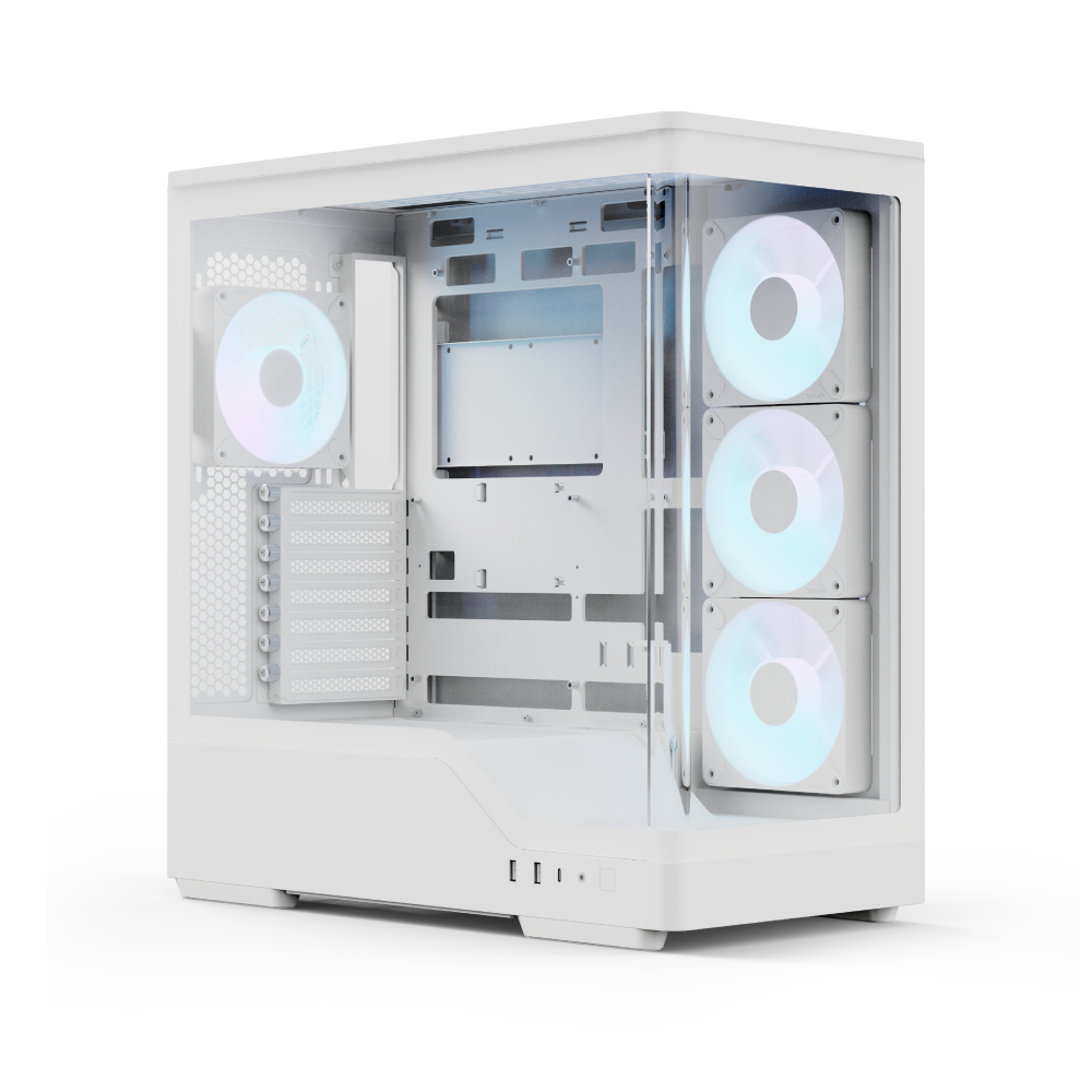 Aerocool P500A-WT Midi Tower ATX Gehärtetes Glas USB Typ-C Weiß
