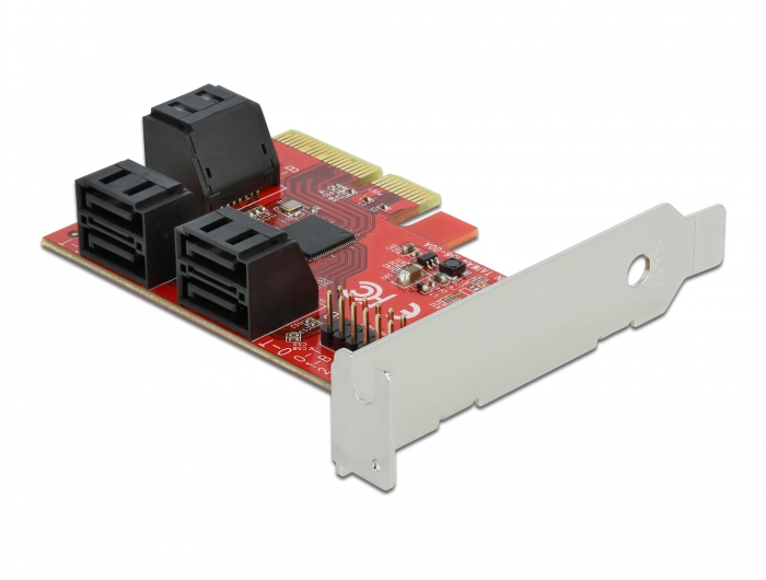 Delock Speicher-Controller 6 Port SATA PCIe 3.0 x4 Low Profile Rot, Silber