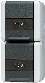 JUNG SCHUKO-Steckdose 2-fach 8220NAW WG800 IP44 waagr.Mont. Be-Fe. 4 Lei 8220NAW (8220NAW)