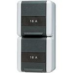 JUNG SCHUKO-Steckdose 2-fach 8220NAW WG800 IP44 waagr.Mont. Be-Fe. 4 Lei 8220NAW (8220NAW)