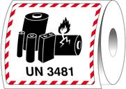 Brady , ADR-LBM-UN3481, B-7610, Verpackungsetiketten - Lithiumbatterie-Markierung, Papier, matt, Schwarz & Rot auf Weiß, 120 x 110 mm, rechteckig, permanent, Beschriftung: UN3481 (1000 Etiketten/Rolle) (237813)