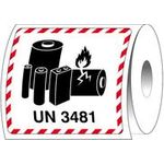 Brady , ADR-LBM-UN3481, B-7610, Verpackungsetiketten - Lithiumbatterie-Markierung, Papier, matt, Schwarz & Rot auf Weiß, 120 x 110 mm, rechteckig, permanent, Beschriftung: UN3481 (1000 Etiketten/Rolle) (237813)