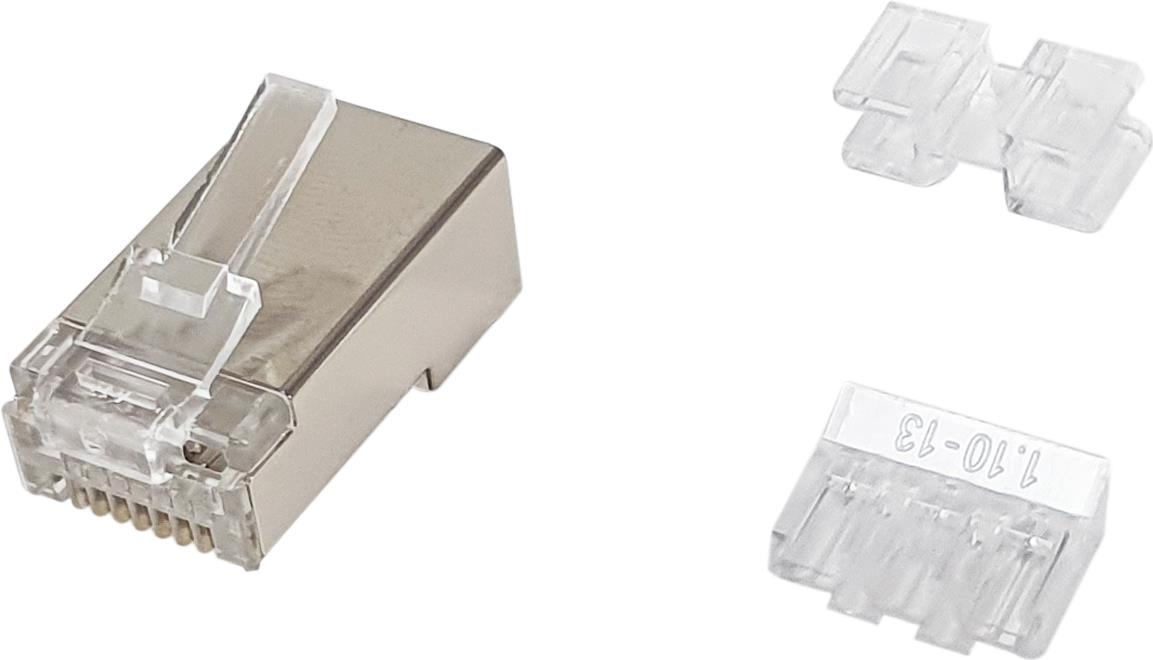 Equip Cat.6A RJ45 Geschirmter Stecker, 100 Stück pro Packung. Stecker: RJ-45, Produktfarbe: Satinierter Stahl, Transparent, Steckerverbindergeschlecht: Männlich. Gewicht: 2,48 g, Breite: 22,4 mm, Tiefe: 11,7 mm. Menge pro Packung: 100 Stück(e). Verpackungsbreite: 275 mm, Verpackungstiefe: 175 mm, Verpackungshöhe: 70 mm. Ursprungsland: China, Breite des Versandkartons: 430 mm, Länge des Versandkartons: 360 mm (121147)