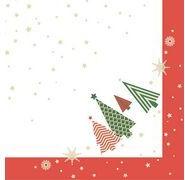 PAPSTAR Weihnachts-Motivservietten "Plain Christmas Trees" 400 x 400 mm, bedruckt, 1/4 Falz, 3-lagig, - 1 Stück (89783)
