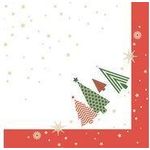 PAPSTAR Weihnachts-Motivservietten "Plain Christmas Trees" 400 x 400 mm, bedruckt, 1/4 Falz, 3-lagig, - 1 Stück (89783)