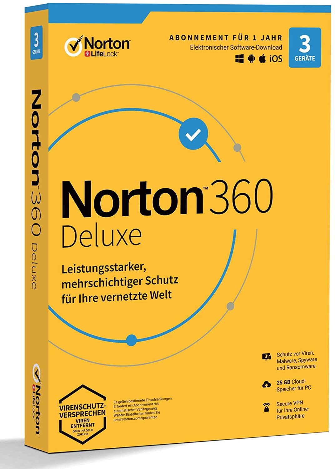 NORTONLIFELOCK 360 DELUXE 25GB GE 1 USER 3 DEVICE 12 Months GENERIC MM (21405535)