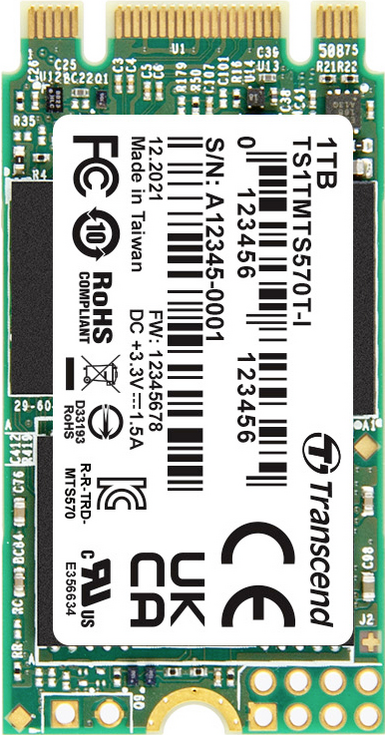 Transcend 1 TB Interne M.2 SATA SSD 2242 TS1TMTS570TI-VS1 (TS1TMTS570TI-VS1)