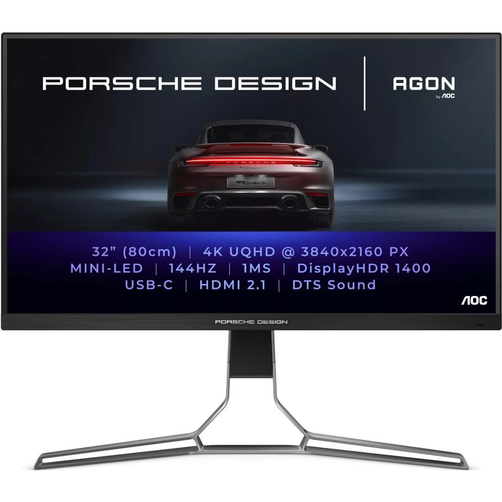 AOC Porsche PD32M LED display 80 cm (31.5 Zoll) 3840 x 2160 Pixel 4K Ultra HD IPS Schwarz - Silber (PD32M) (geöffnet)