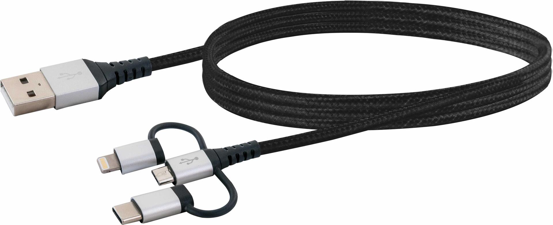 Schwaiger LKU 100 USB Kabel 1,5 m 2.0 USB A Micro-USB B Schwarz - Silber (LKU100533)