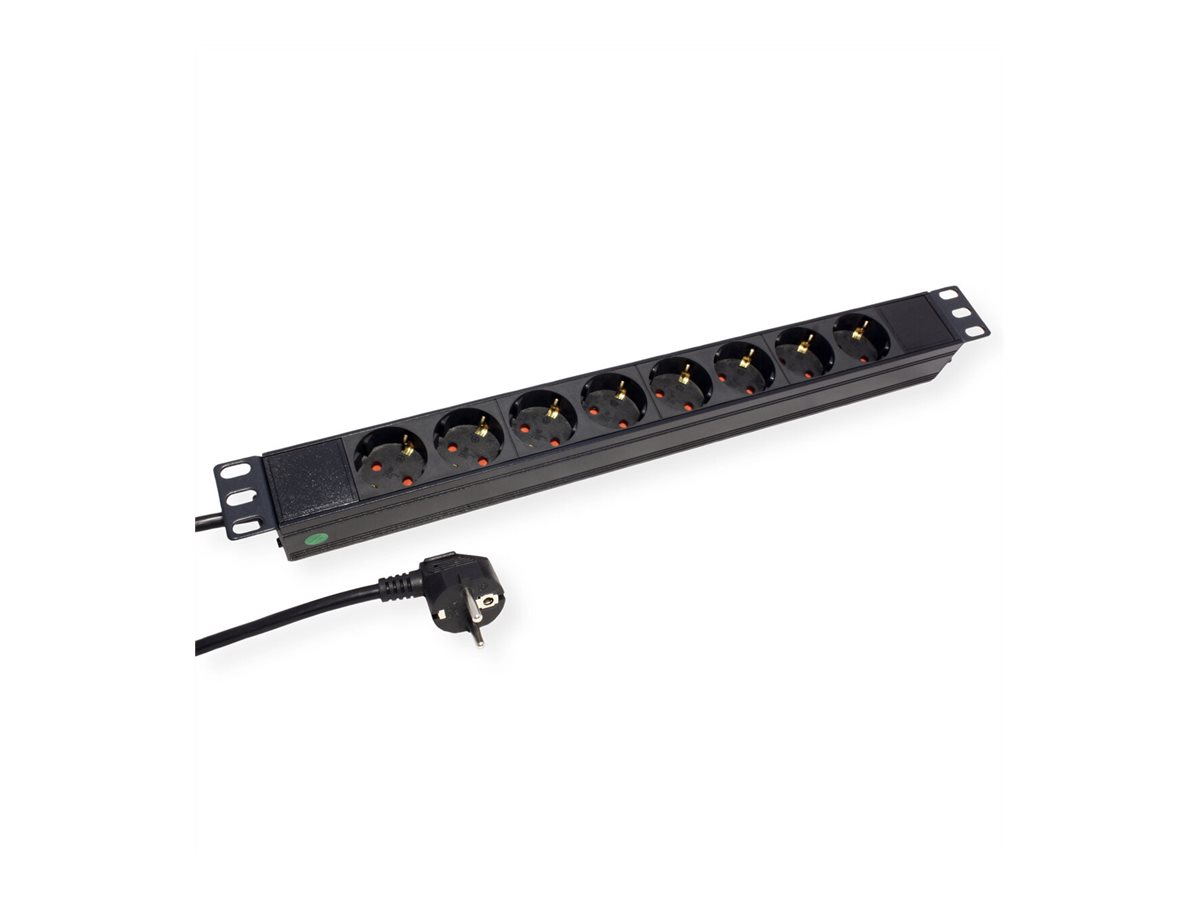 VALUE 19.99.1636 19" Steckdosenleiste 1 HE 8-fach 4000 W Schwarz, RAL 9005