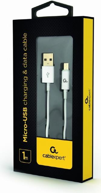CableXpert Micro-USB charging and data cable 1 m white CC-USB2P-AMmBM-1M-W (CC-USB2P-AMmBM-1M-W)