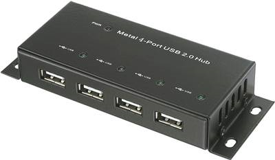 Renkforce 4 Port USB 2.0-Hub Metallgehäuse, zur Wandmontage Schwarz (1610328)