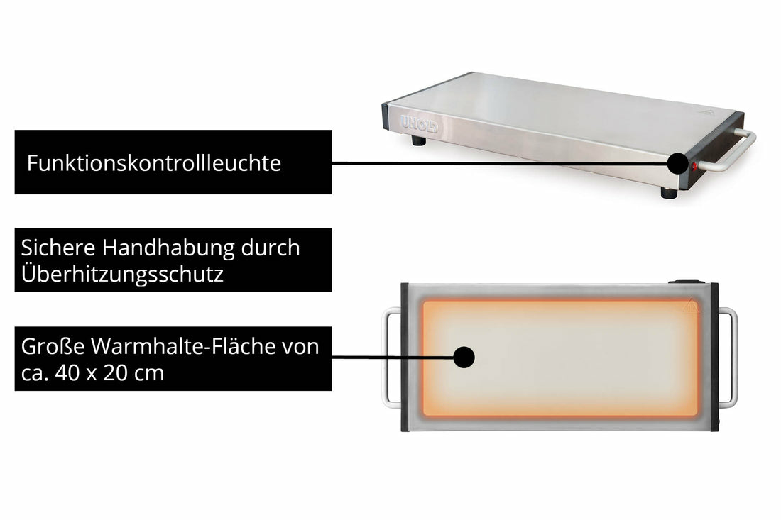 UNOLD Wärmespeicherplatte Elena 58845 Schwarz, Edelstahl