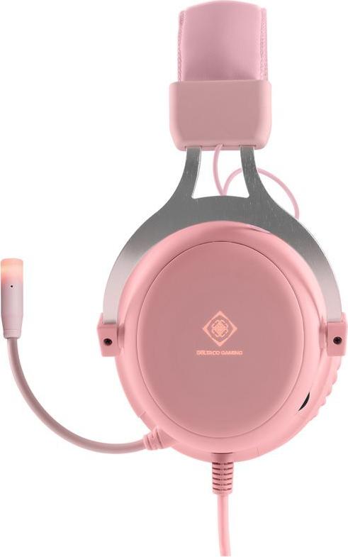 DELTACO GAMING Pink Line PH85 Gaming-Headset Kabelgebunden 3,5 mm Stereo Boom-Mikrofon Pink