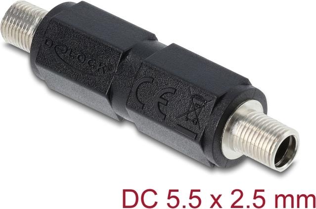 Delock Hohlstecker Adapter DC 5.5 x 2.5 mm Buchse auf mit Gewinde (90940)