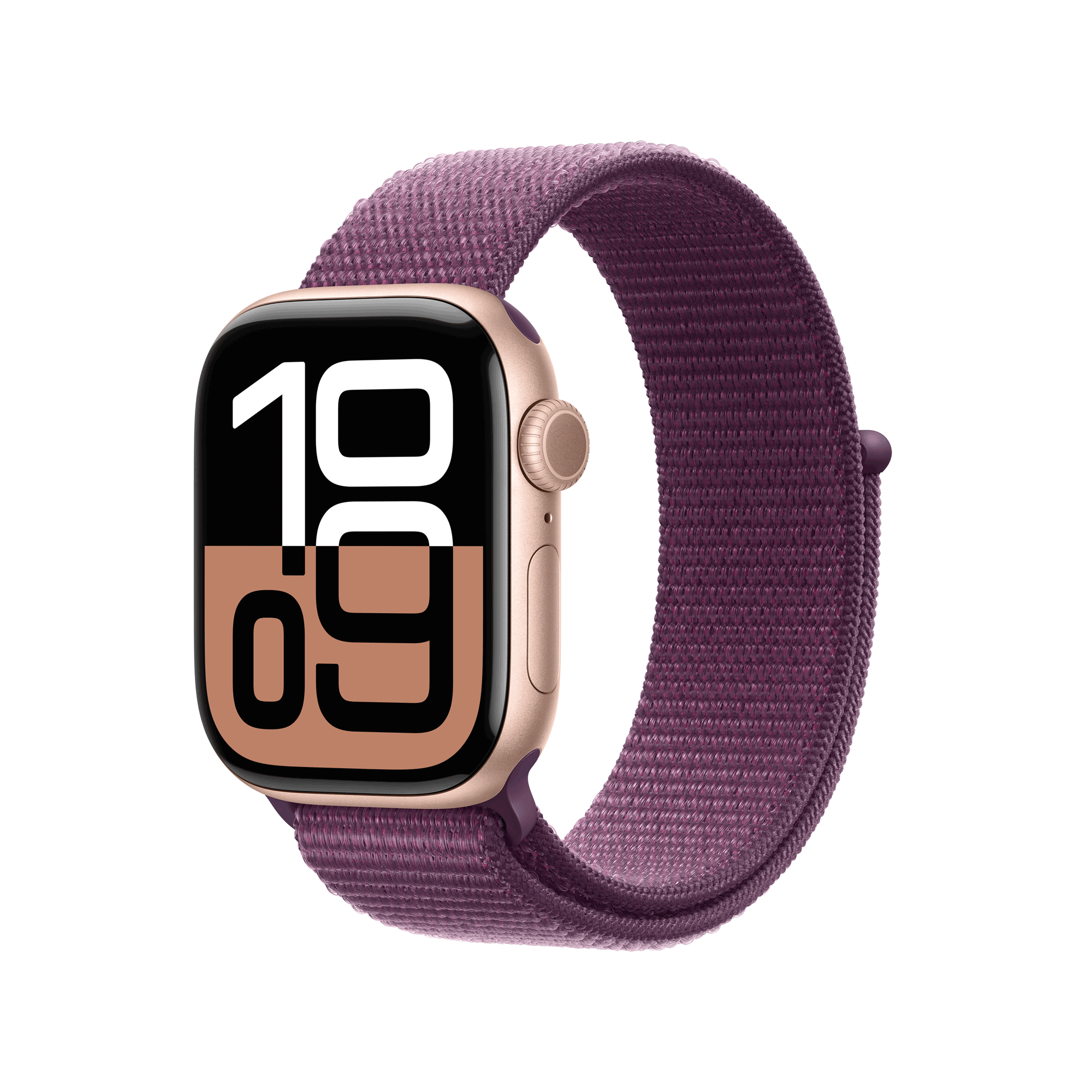 Apple Watch Series 10 GPS + Cellular 42mm Rose Gold Aluminium Case mit Plum Sport Band (MWXC3QF/A)