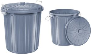 helit Abfalltonne mit Deckel, grau, 73 Liter deckender & matter Kunststoff, 2 Metallbügel zum - 1 Stück (H2405883)