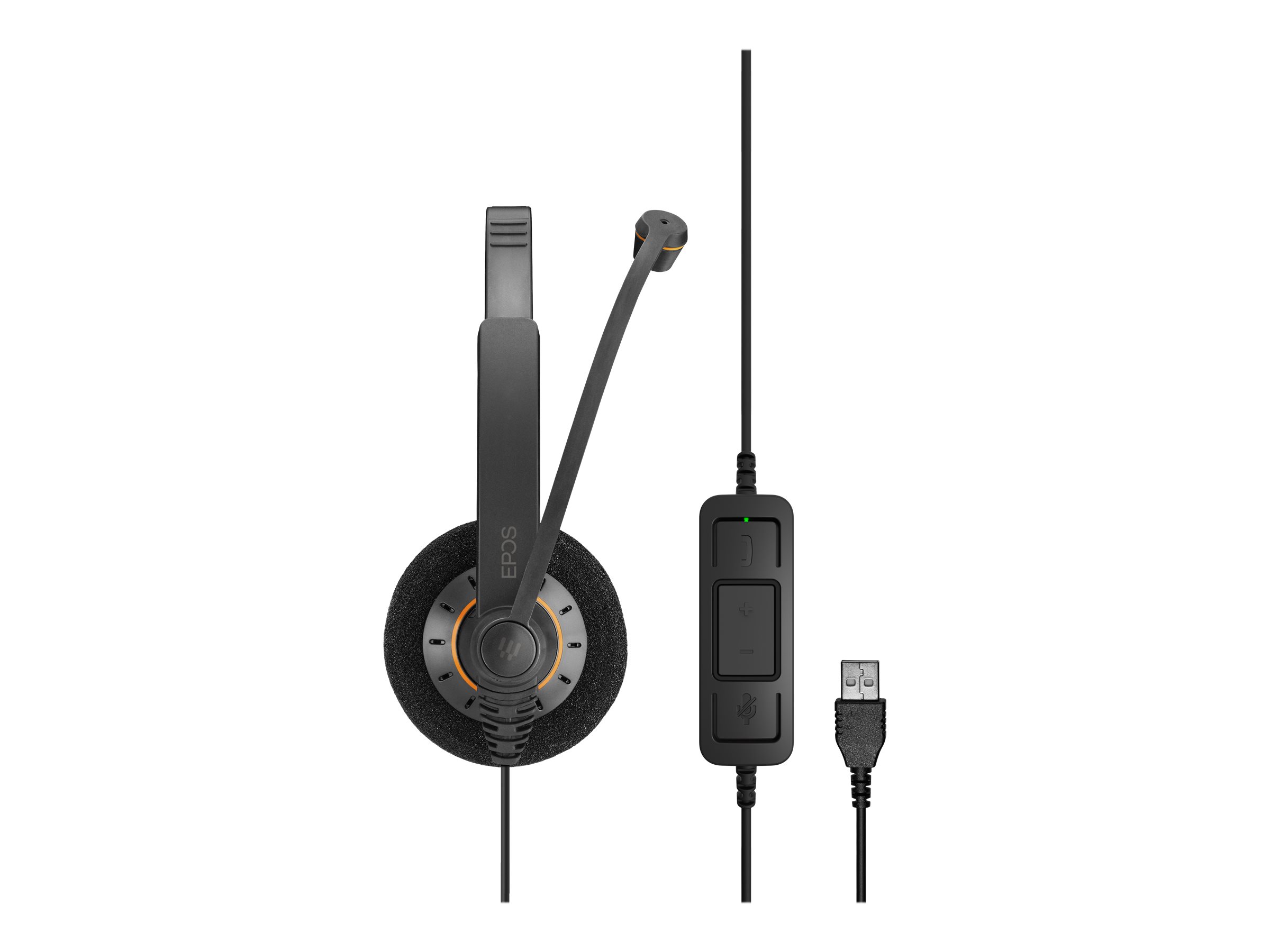 EPOS IMPACT SC 30 USB ML On-Ear Mono Headset Schwarz mit orangefarbenen Akzenten