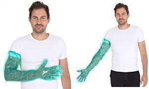 HYGOSTAR LDPE-Handschuh SOFTLINE LONG PLUS, grün Einheitsgröße, mit Gummiabschluss am Oberarm, glatt & soft, - 1 Stück (2621)