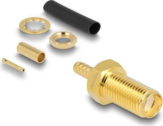 Delock SMA Buchse zum Crimpen RG-174 RG-316mit passendem Schrumpfschlauch (91785)