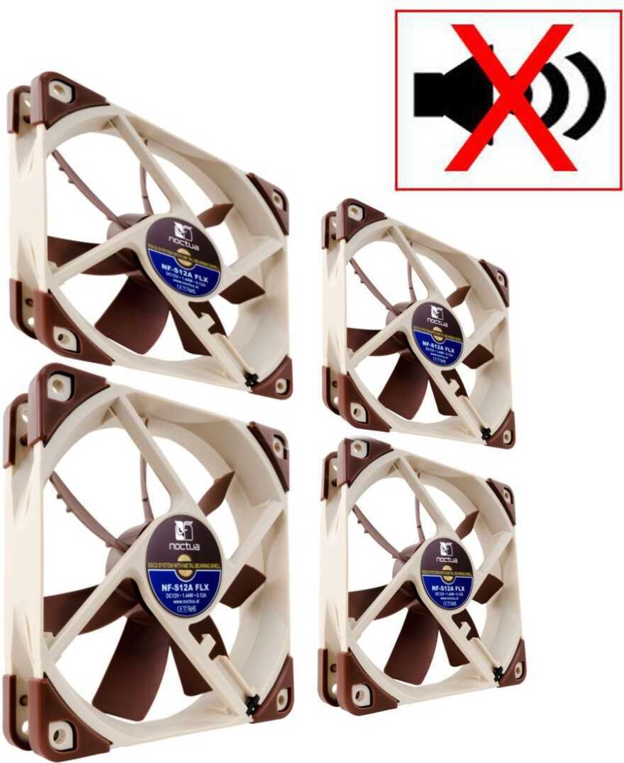 SILENCE RACK Umbausatz / Umrüstsatz für 4-fach Lüftereinheit auf verbrauchs- (12 V) und geräuschreduzierte Noctua SILENCE Lüfter - Luftdurchsatz 430 m³/h (99UBLUE1)
