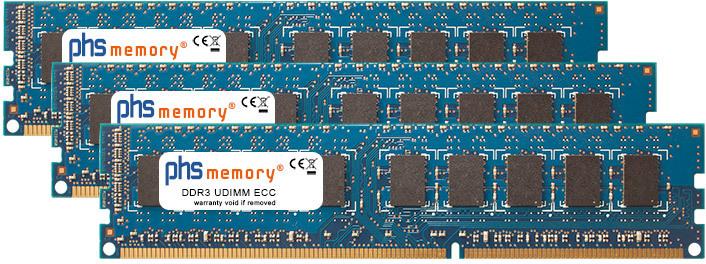 PHS-memory 24GB (3x8GB) Kit RAM Speicher kompatibel mit Supermicro SuperServer 6026TT-BIBQF DDR3 UDIMM ECC 1333MHz PC3-10600E (SP580266)