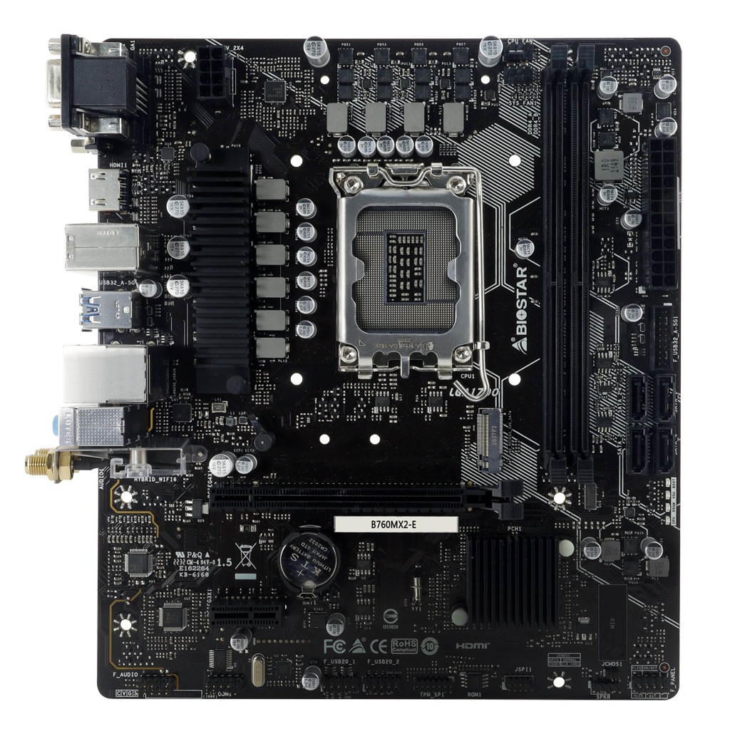 Biostar B760MX2-E Mainboard Intel B760 LGA 1700 Micro ATX Schwarz