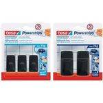 tesa Powerstrips Haken LARGE Rechteck, schwarz aus hochwertigem Kunststoff, mehrfach verwendbar mit - 1 Stück (58279-00000-20)