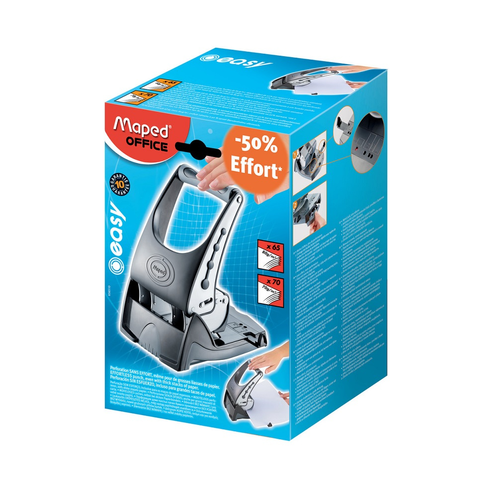Maped Easy 65 Locher, 70 Blatt, 2-Loch, Metall, Anthrazit