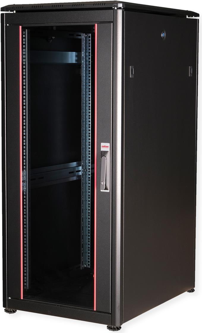 ROLINE 19 Zoll Netzwerkschrank Pro 26 HE 600x800 BxT Glastür schwarz (26.21.0222)