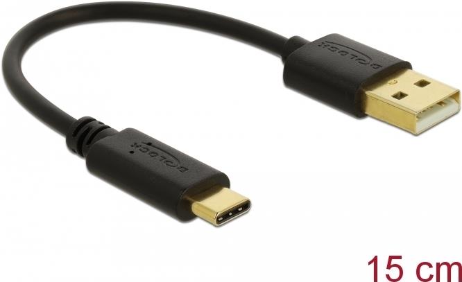 Delock USB Ladekabel Typ-A zu USB Type-C™ 3 A 15 cm (80954)