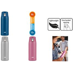 emsa Isolier-Trinkflasche TRAVEL MUG LIGHT, 0,4 L., grau schlankes und sehr leichtes Design, Einhandbedienung, 100% - 1 Stück (3110600591)