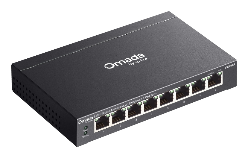 TP-LINK Omada ES208GP Managed Switch 8 x 10/100/1000 PoE+ Schwarz