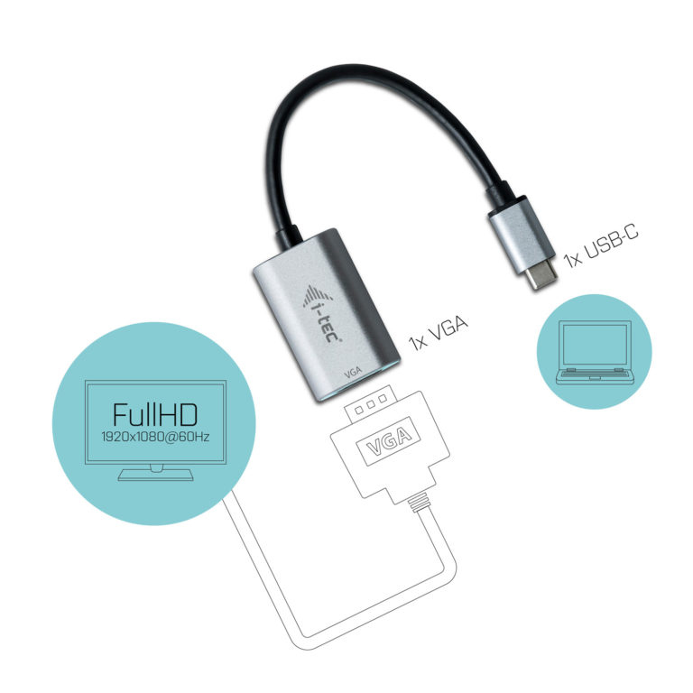 i-Tec USB-C auf VGA Adapter 1080p/60Hz Grau