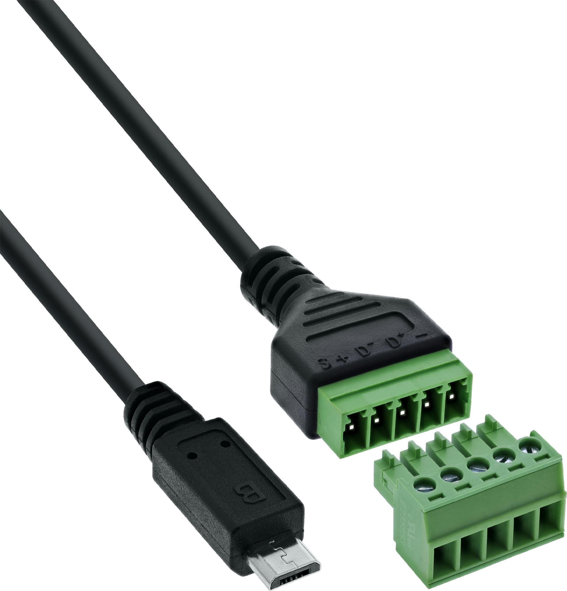 InLine Micro USB Stecker an Terminalblock (92504C)