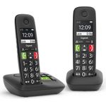 Gigaset E290A Duo - Schnurlostelefon - Anrufbeantworter mit Rufnummernanzeige - ECO DECT\GAP - Schwarz + zusätzliches Handset (L36852-H2921-B101)