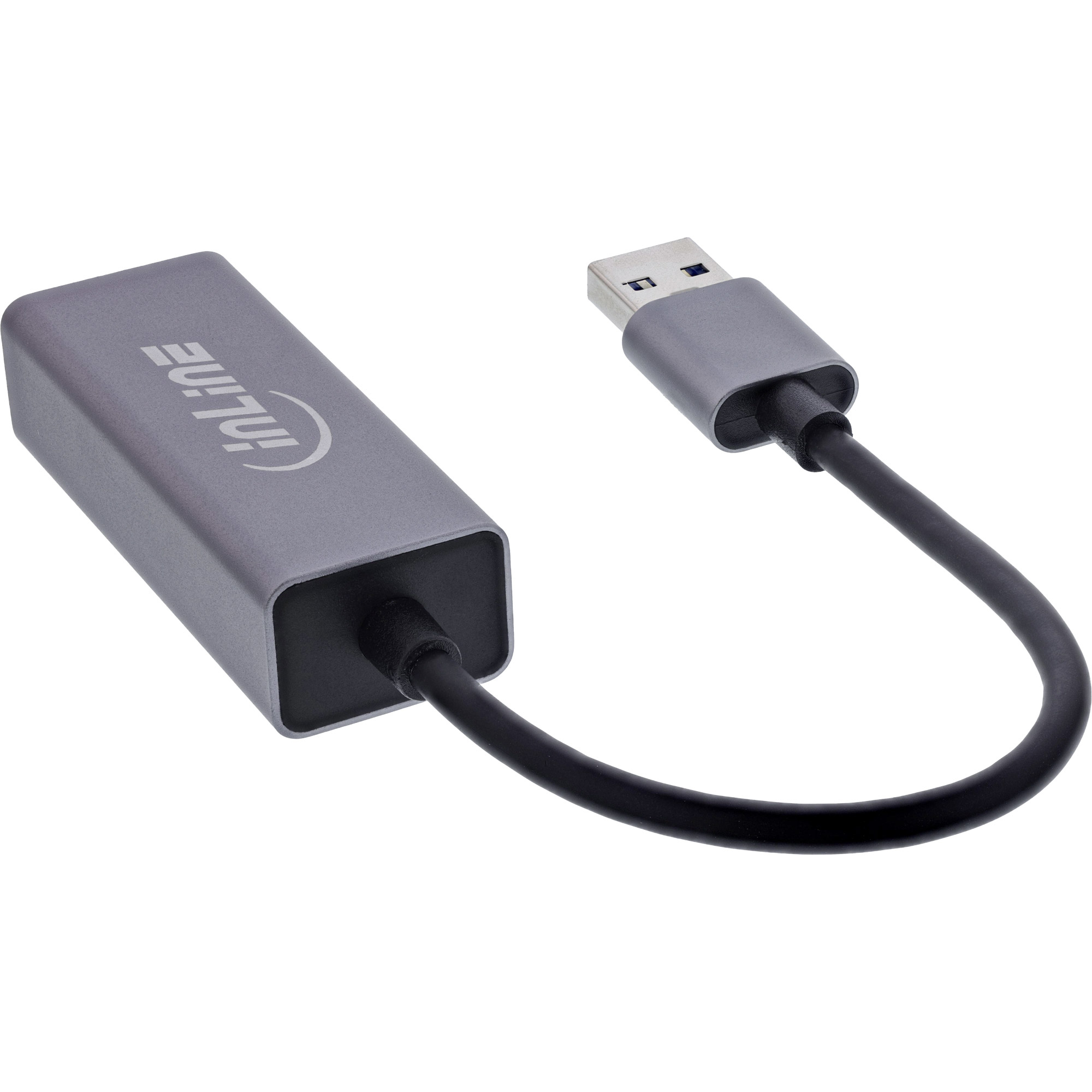 InLine 33380P Netzwerkadapter USB-A zu RJ45 Gigabit Grau