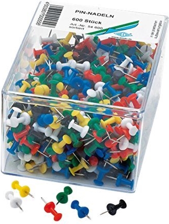 WEDO Heftzwecken - 10 mm Kopfdurchmesser, 12 mm Nadel (54600)