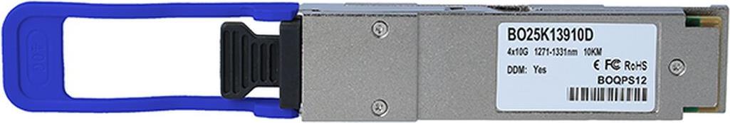 Kompatibler Allied Telesis QSFP-40G-PLR4 BlueOptics© BO25K13910D QSFP Transceiver, MPO/MTP, 40GBASE-PLR4, Singlemode Fiber, 1310nm, 10KM, 0°C/+70°C (QSFP-40G-PLR4-AT-BO)