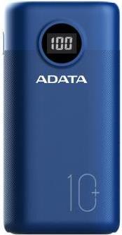 ADATA P10000QSD - Powerbank - 10000 mAh - 37 Wh - 22.5 Watt - 4.5 A - PD 3.0, QC 3.0 - 3 Ausgabeanschlussstellen (USB, USB-C) - auf Kabel: USB-C - Blau