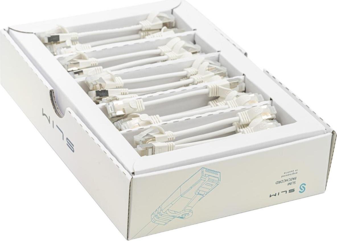 SLIM KAT6A 10 Gigabit Lightpatchkabel, 0,1m, U/FTP, Ø 3,8mm, weiss, 50-Pack KAT6A LIGHT geschirmt (SLIM-LS-K6A 0.1 WT 50)