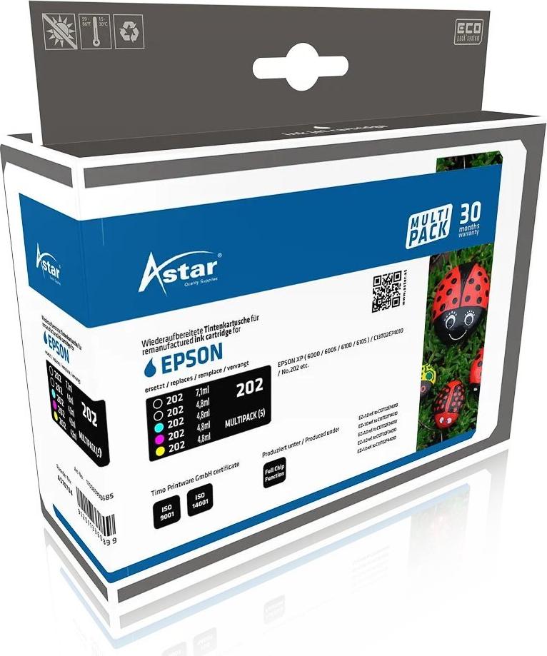 AS70704 ASTAR EPSON XP6000 TINTE (5) ST T02E74010 / 202 1x7,1ml+ 4x4,8ml cmyphbk (AS70704)