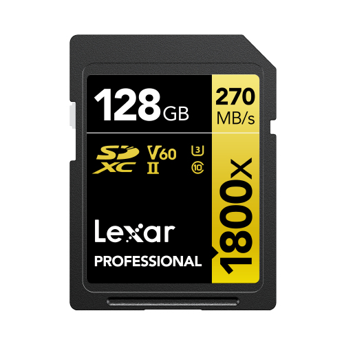 Lexar Professional GOLD Series SDXC UHS-II Speicherkarte 128 GB V60 U3 Class 10 Schwarz, Gold