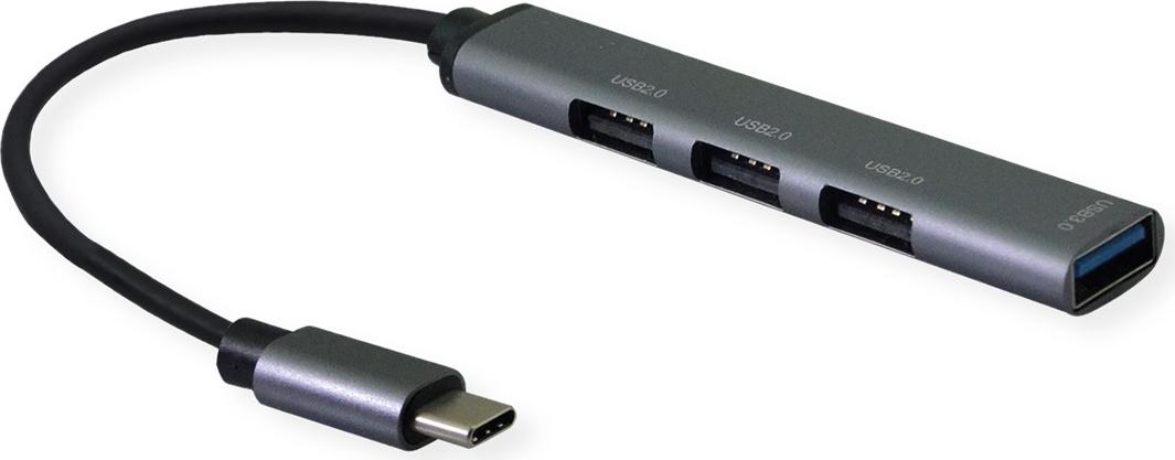 STANDARD USB 2.0 Hub, USB-C Anschluss, 4x USB-A Ports (3x USB 2.0 + 1x USB 3.2 Gen1) (S3017)