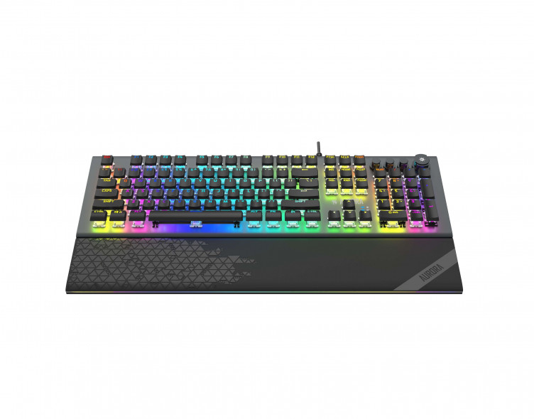 iBox Aurora K-5 Mechanische Tastatur RGB USB QWERTY Schwarz, Silber